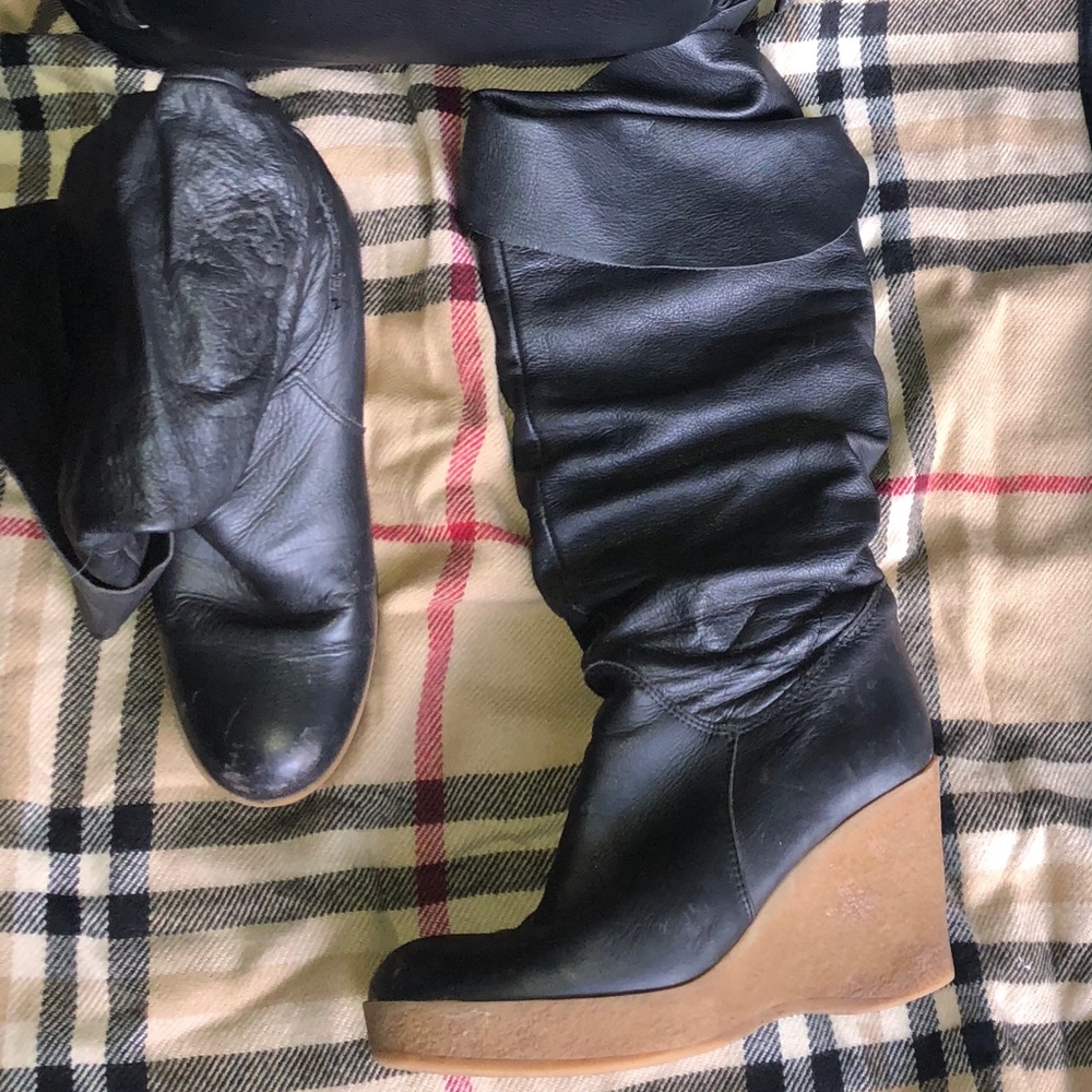 Aldo Black wedge heeled boots